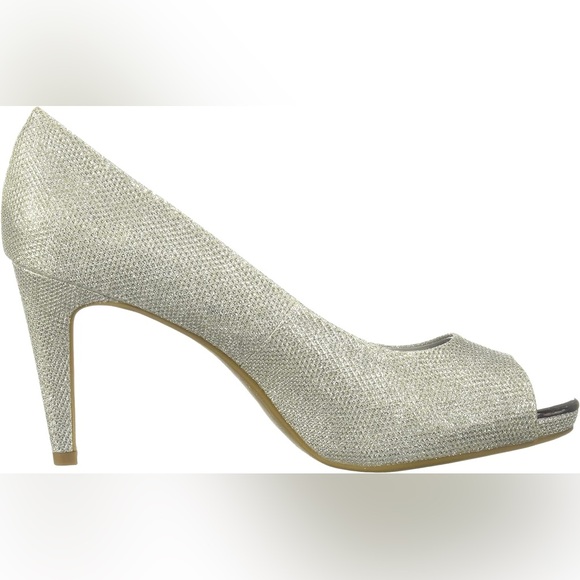 Bandolino Rainaa Glitter Peep Toe Slip On Pumps Silver Size 9.5 - Picture 2 of 9